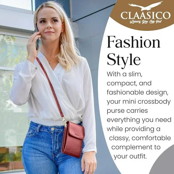 Small Crossbody Phone Purse Faux Leather Compact Wallet for Travel Nightlife